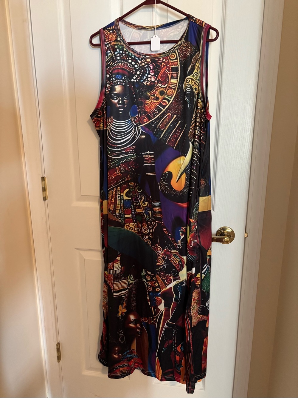 Sleeveless Multicolor African Print Maxi Dress